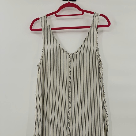 Splendid Tie Waist Midi Dress Asymmetrical Hem Size Extra Large Cream Black - Picture 4 of 10